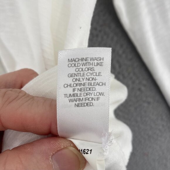 J Jill Top Womens Large White Slub Knit Pima Center Pleat Tunic Collar Pullover - Picture 7 of 10